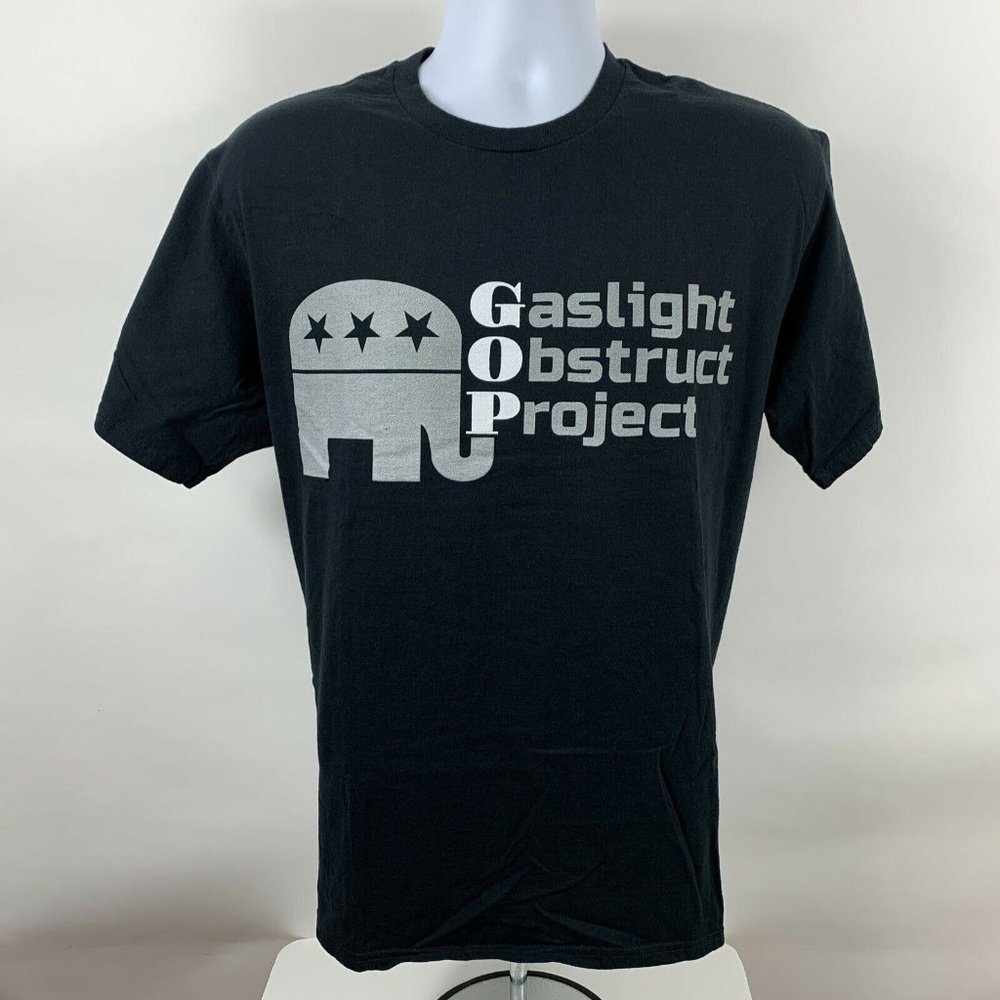 Port & Company Shirt Men's Large GOP Gaslight Obstruct Project Short Sleeve